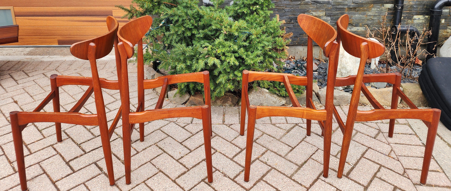4 RESTORED REUPHOLSTERED Danish MCM Teak Chairs by E.W. Bach