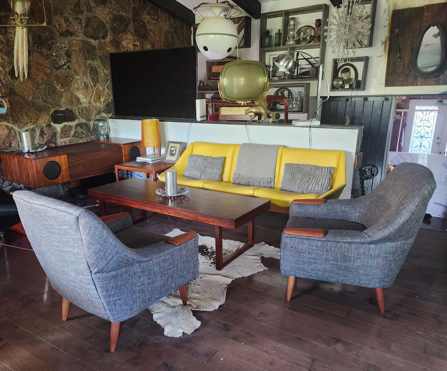 REFINISHED REUPHOLSTERED Danish Mid Century Modern Teak Lounge Chairs, set of 2