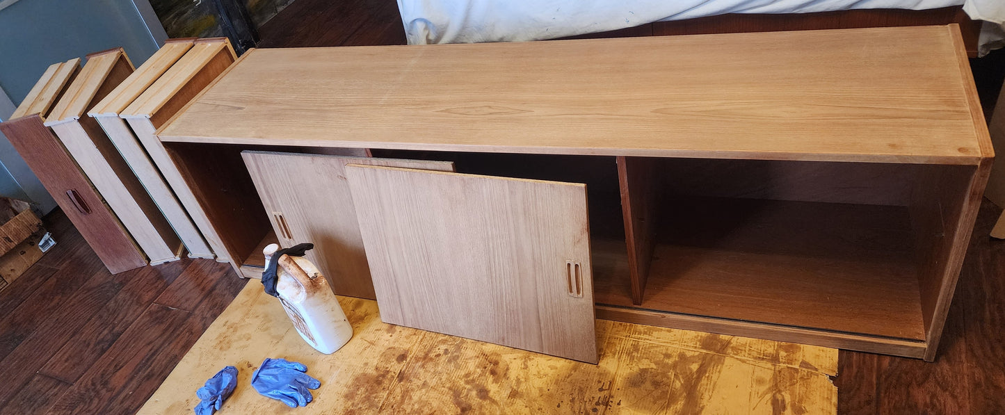 REFINISHED Danish Mid Century Modern Teak Sideboard TV Media Console 6ft