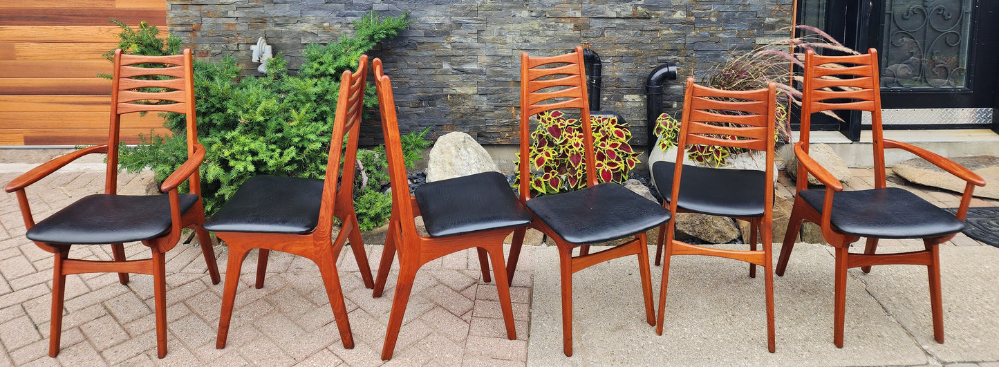 6 RESTORED Danish Mid Century Modern Teak Chairs (2 arm, 4 side) # 83 by Boltinge