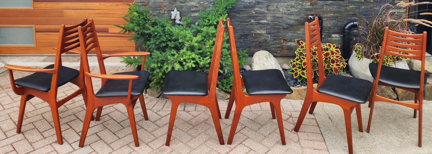 6 RESTORED Danish Mid Century Modern Teak Chairs (2 arm, 4 side) # 83 by Boltinge