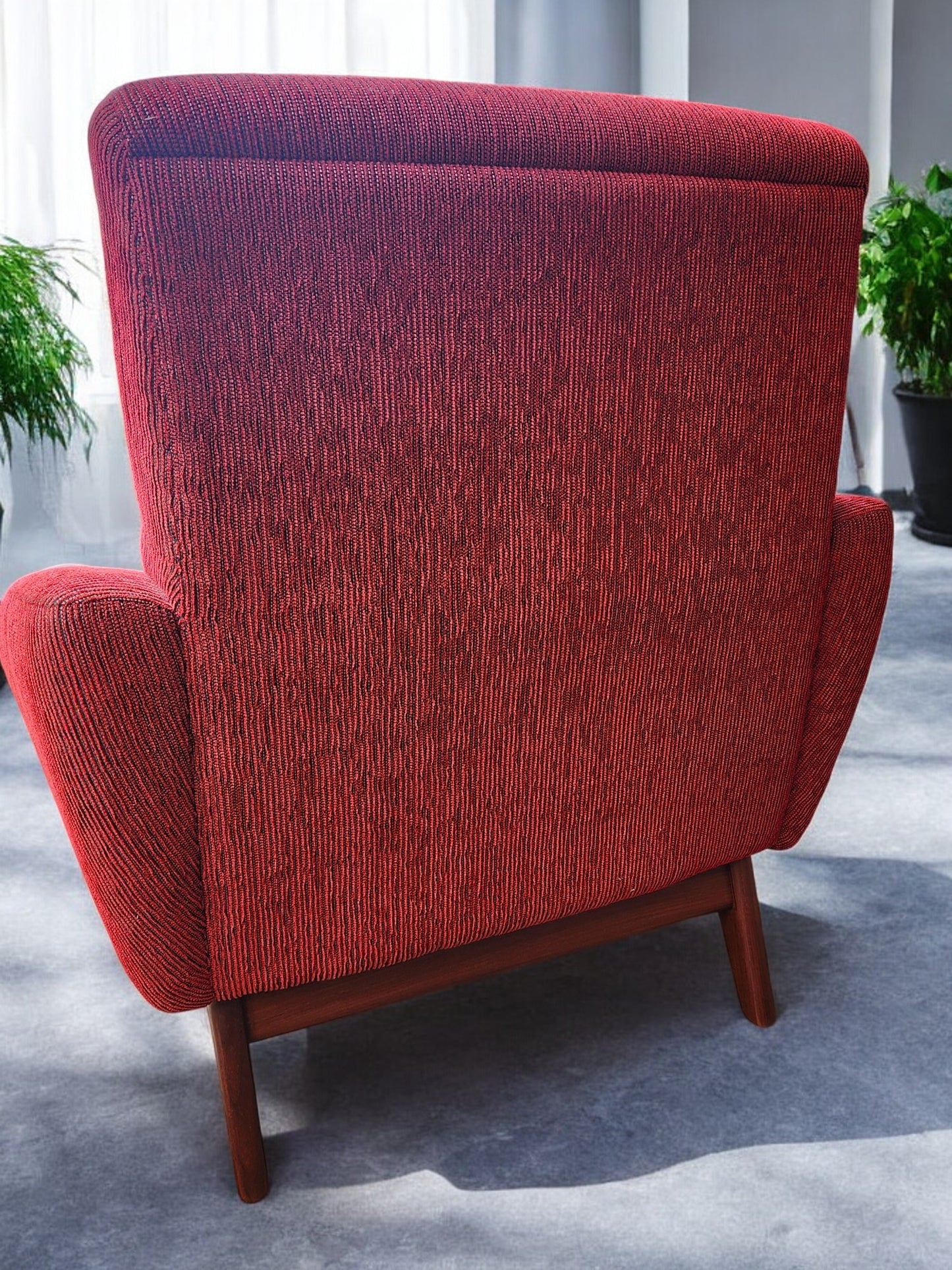 REFINISHED MCM R.Huber Lounge Armchair with Teak Legs & Paws