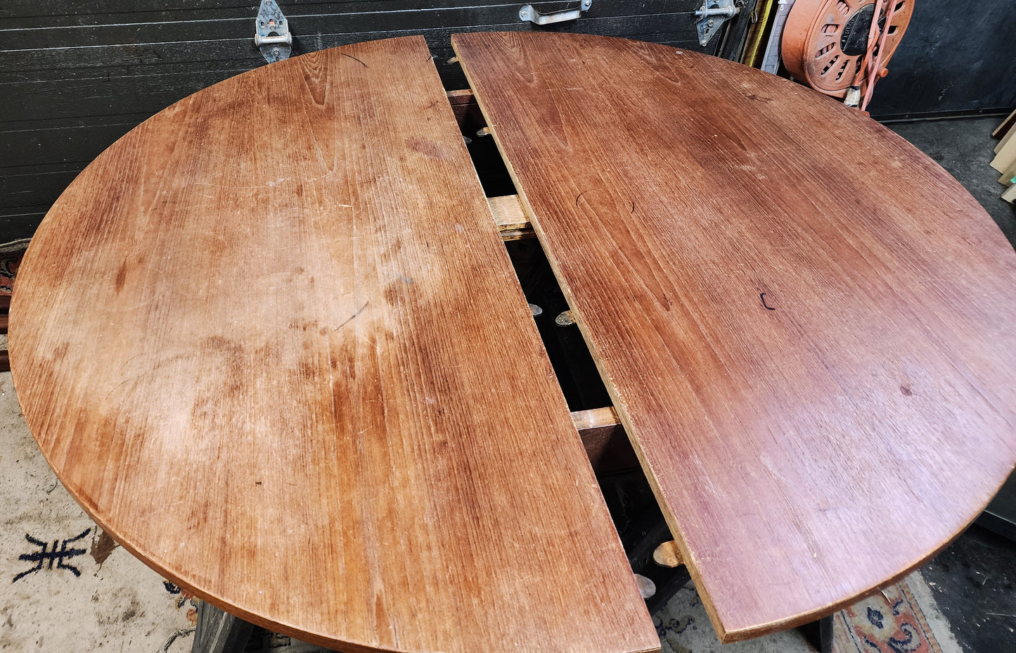REFINISHED Mid Century Modern Teak Low Table & 4 REUPHOLSTERED Stools by RS Associates