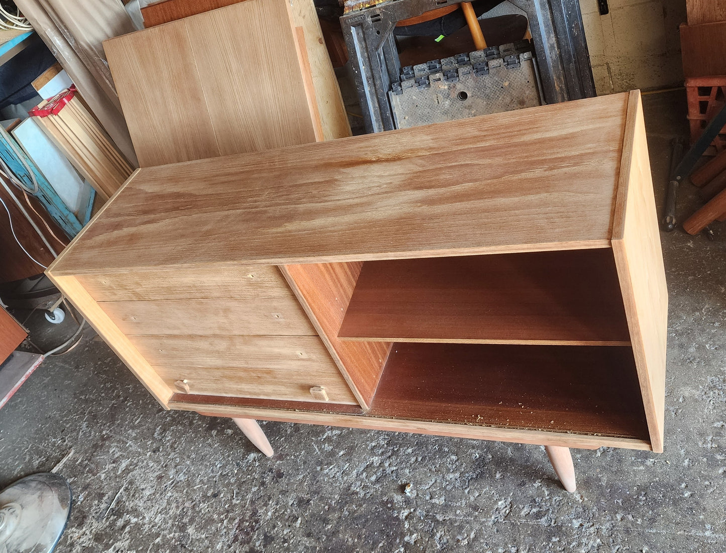 REFINISHED Danish Mid Century Modern Teak Cabinet by Domino 48"