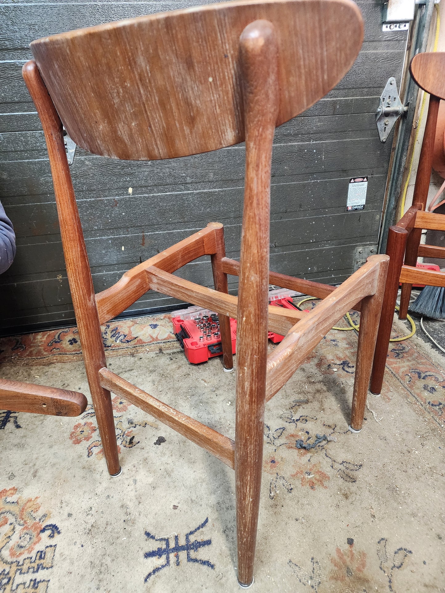4 RESTORED REUPHOLSTERED Danish MCM Teak Chairs by E.W. Bach
