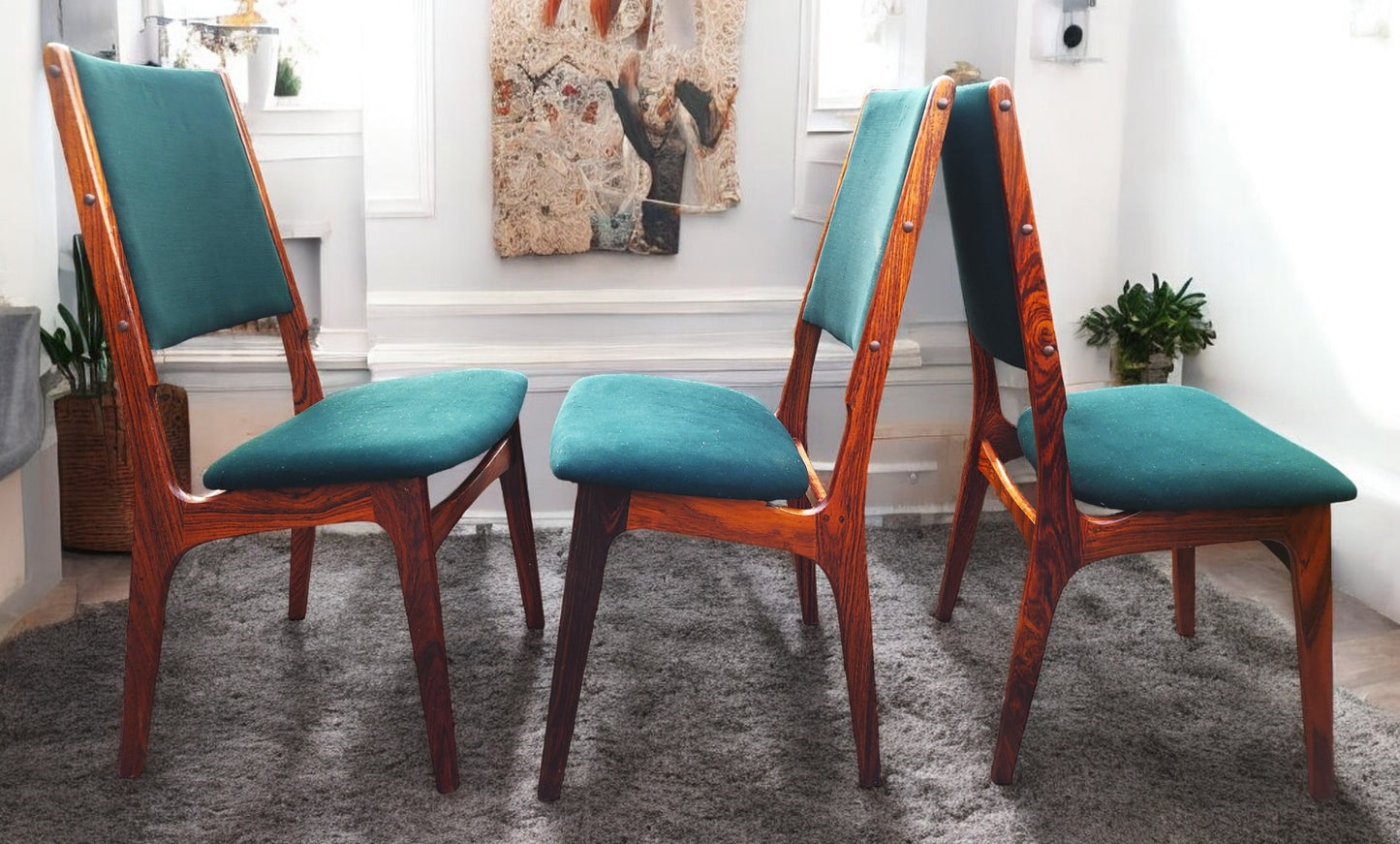 Choose Fabric! 6 RESTORED Danish Mid Century Modern Brazilian Rosewood Chairs