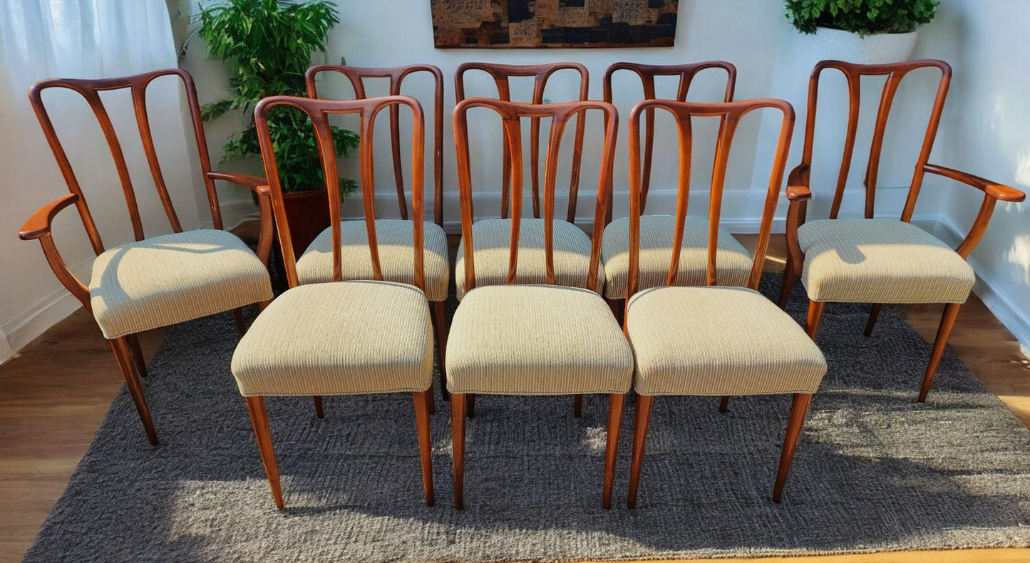 REFINISHED Mid Century Modern Walnut Table w 3 Leaves 61"-103" and 8 Chairs