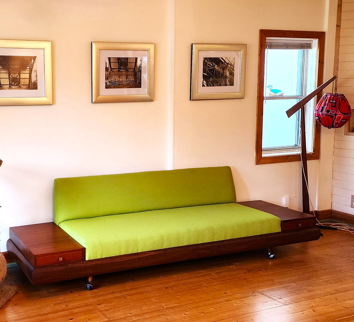 REFINISHED will be REUPHOLSTERED Mid Century Modern A. Pearsall 1709-s Sofa