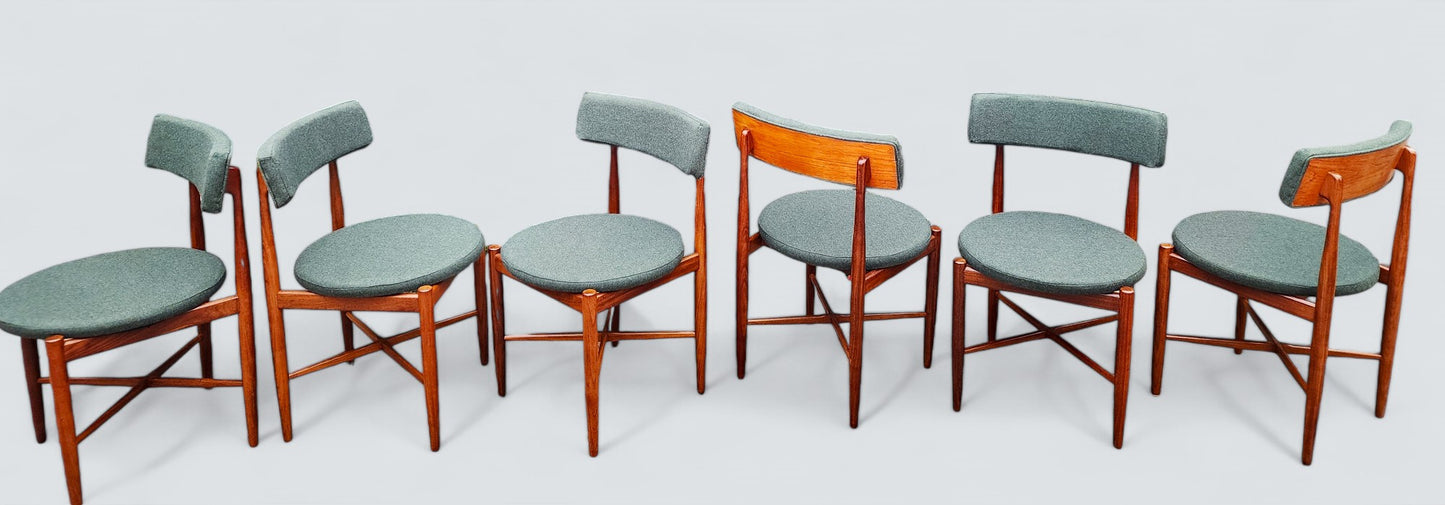 REFINISHED MCM Teak Extension Table & 6 REUPHOLSTERED chairs by G Plan