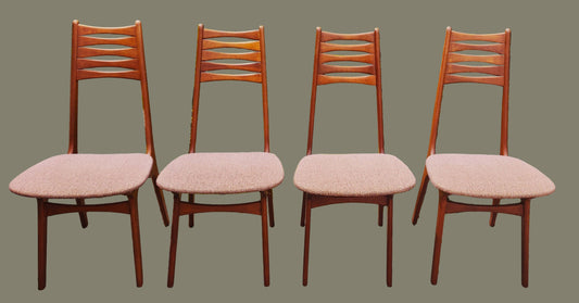 4 REFINISHED Danish Mid Century Modern Teak Chairs Model 83 by Boltinge