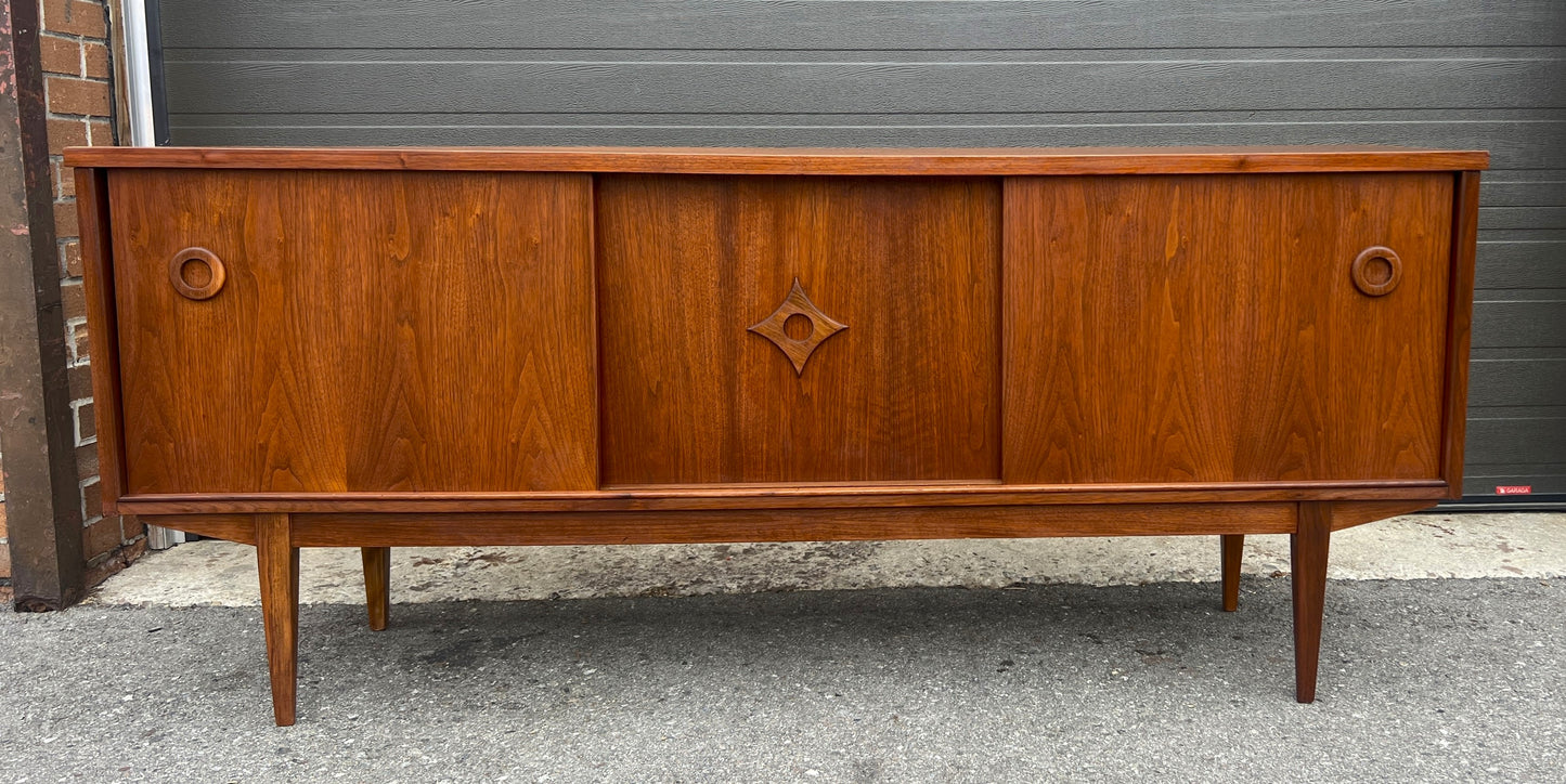 REFINISHED Mid Century Modern Walnut Sideboard Buffet 6 ft