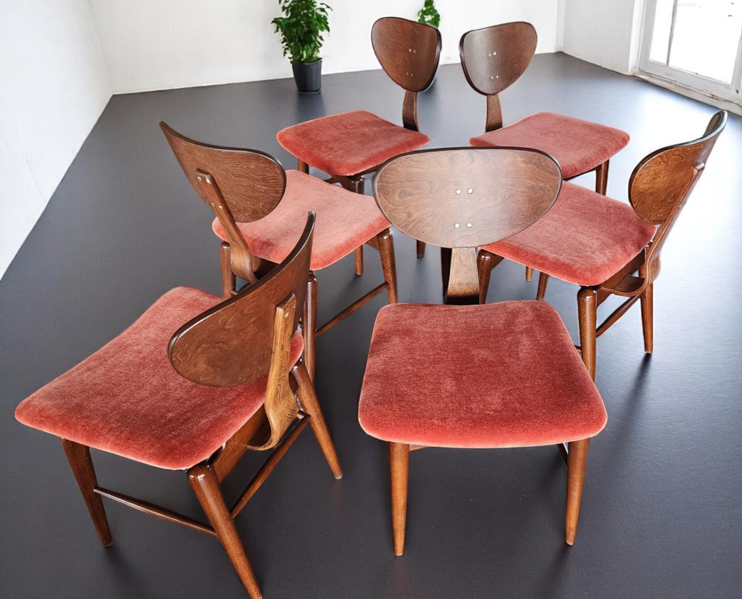 REFINISHED MCM Russell Spanner Dining Table & 6 REUPHOLSTERED Chairs