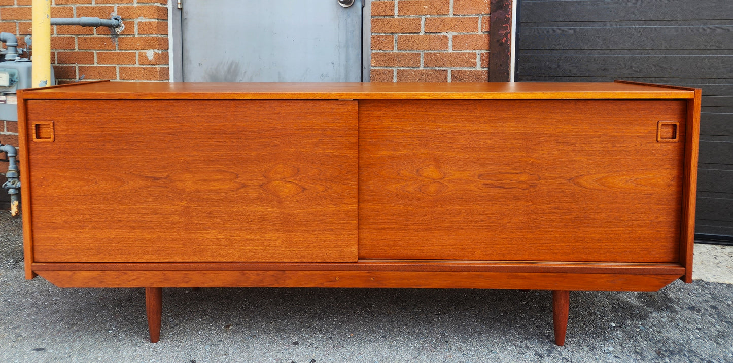 REFINISHED Danish Mid Century Modern Teak Sideboard Buffet 72"