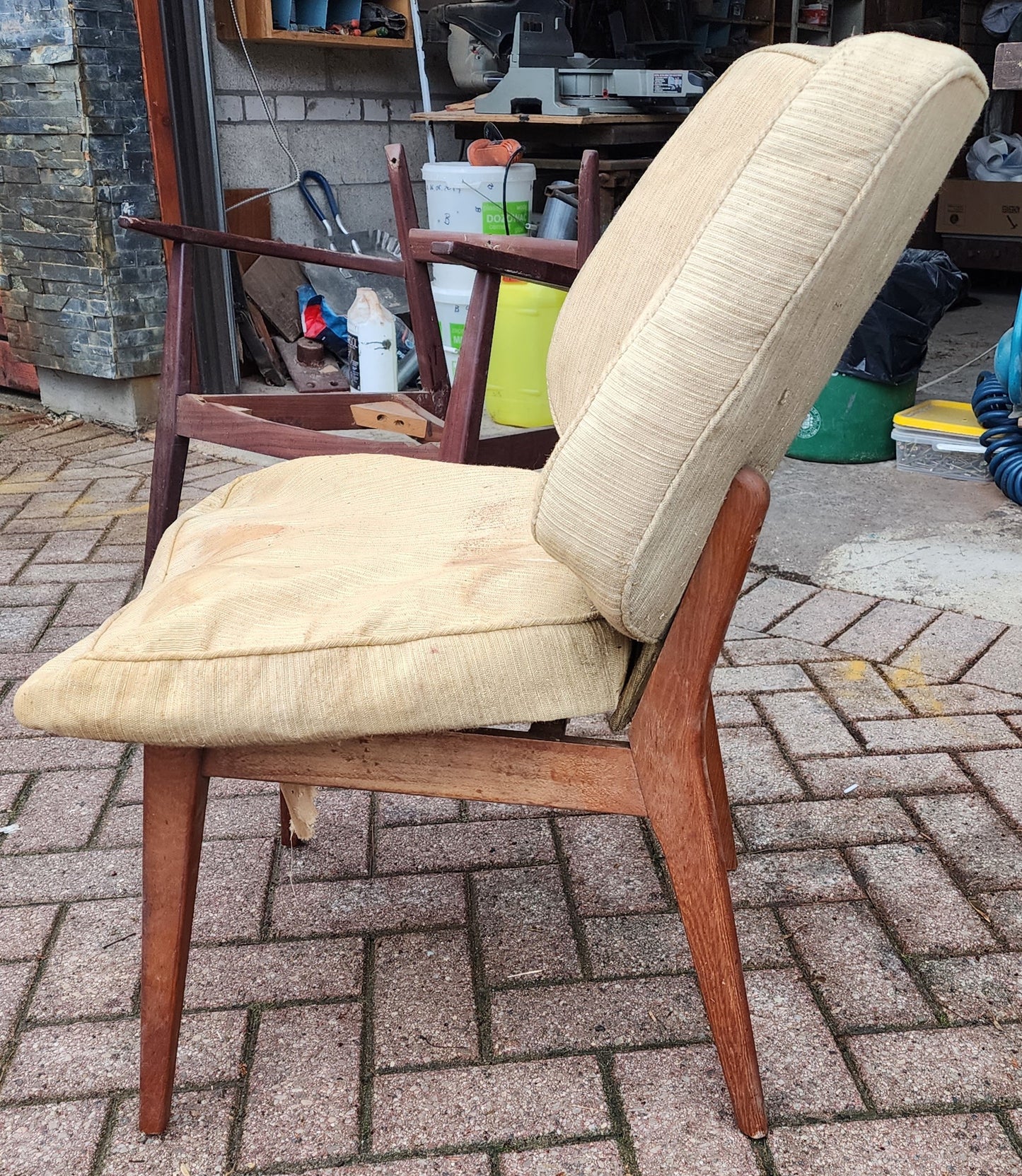 REFINISHED REUPHOLSTERED Danish Mid Century Modern Teak Framed Easy Chair