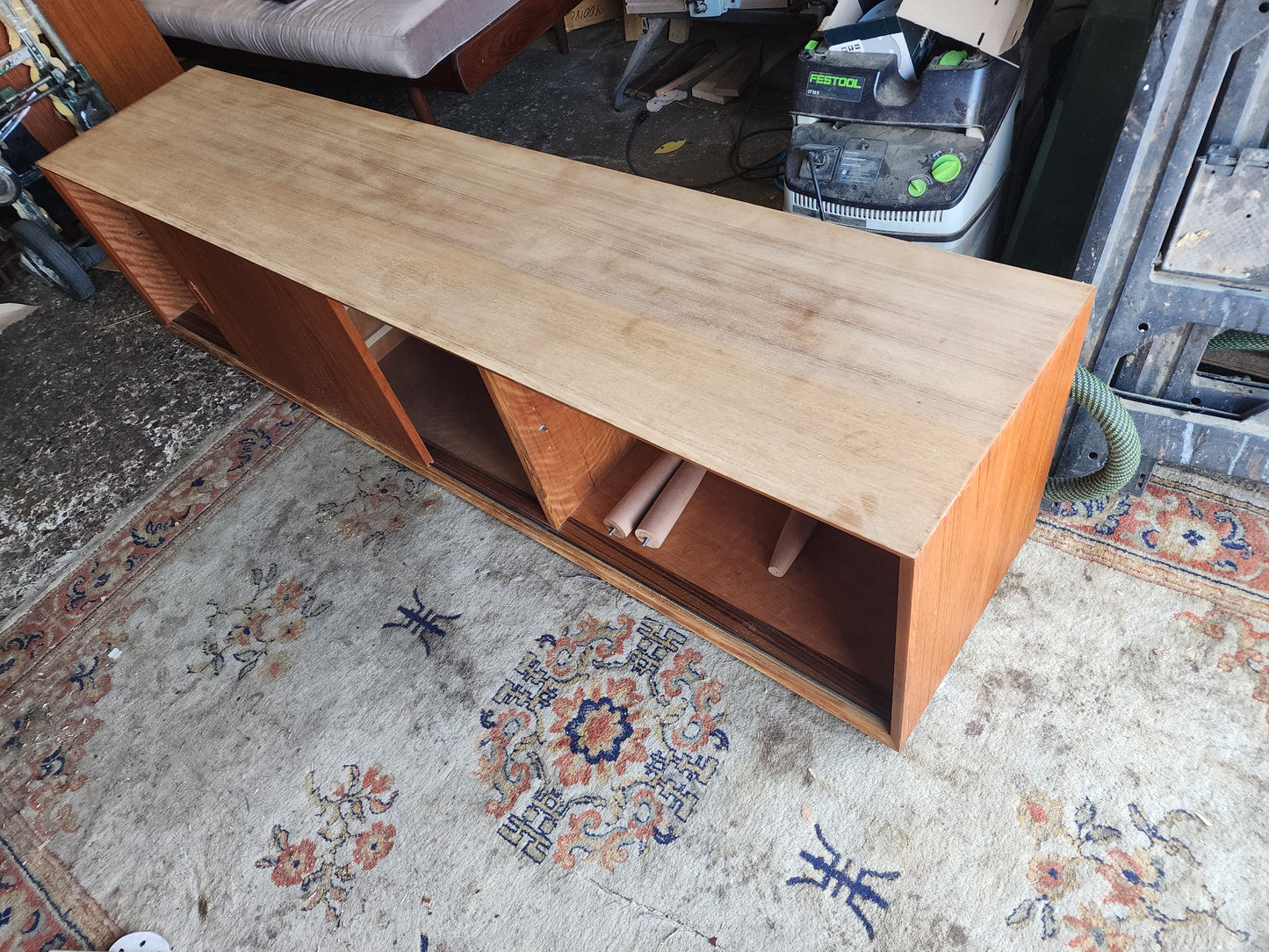 REFINISHED Danish Mid Century Teak Sideboard Credenza Buffet 82"