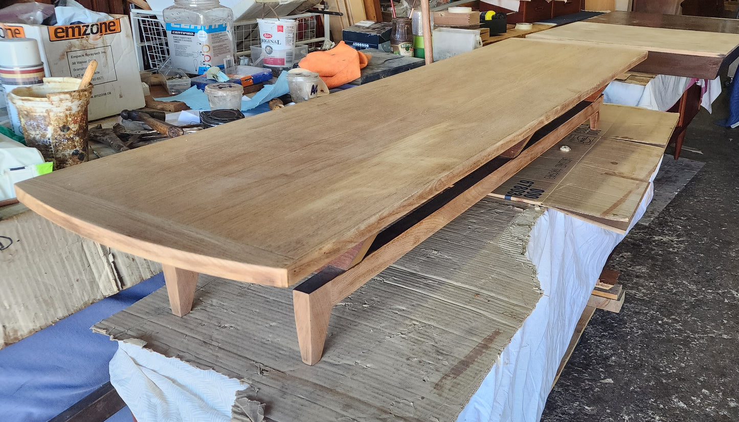 REFINISHED Mid Century Modern Teak Bench or Cocktail Table 66" Long & Low