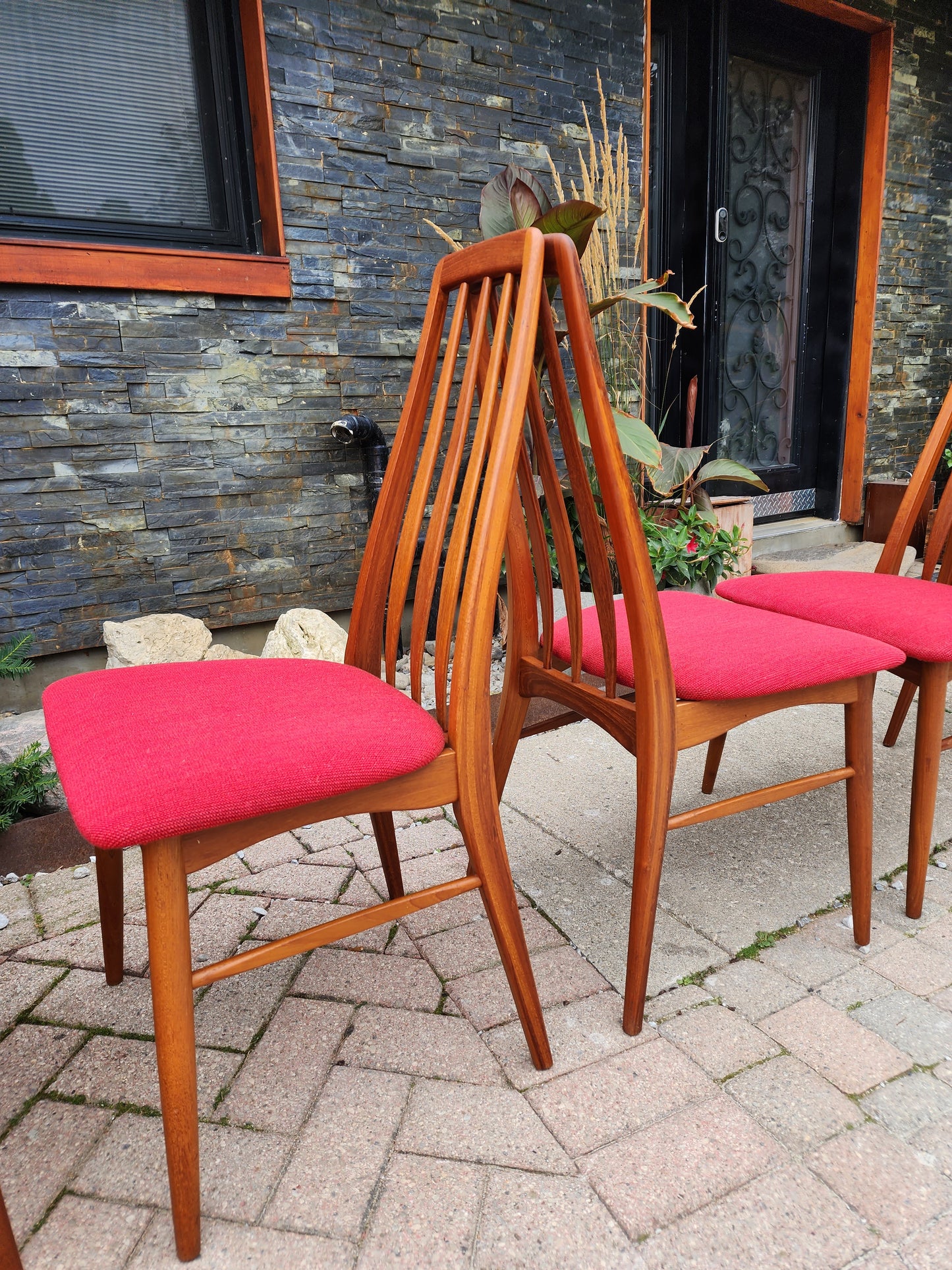 6 RESTORED Danish Mid Century Modern Teak Dining Chairs by Niels Kofoed, model Eva