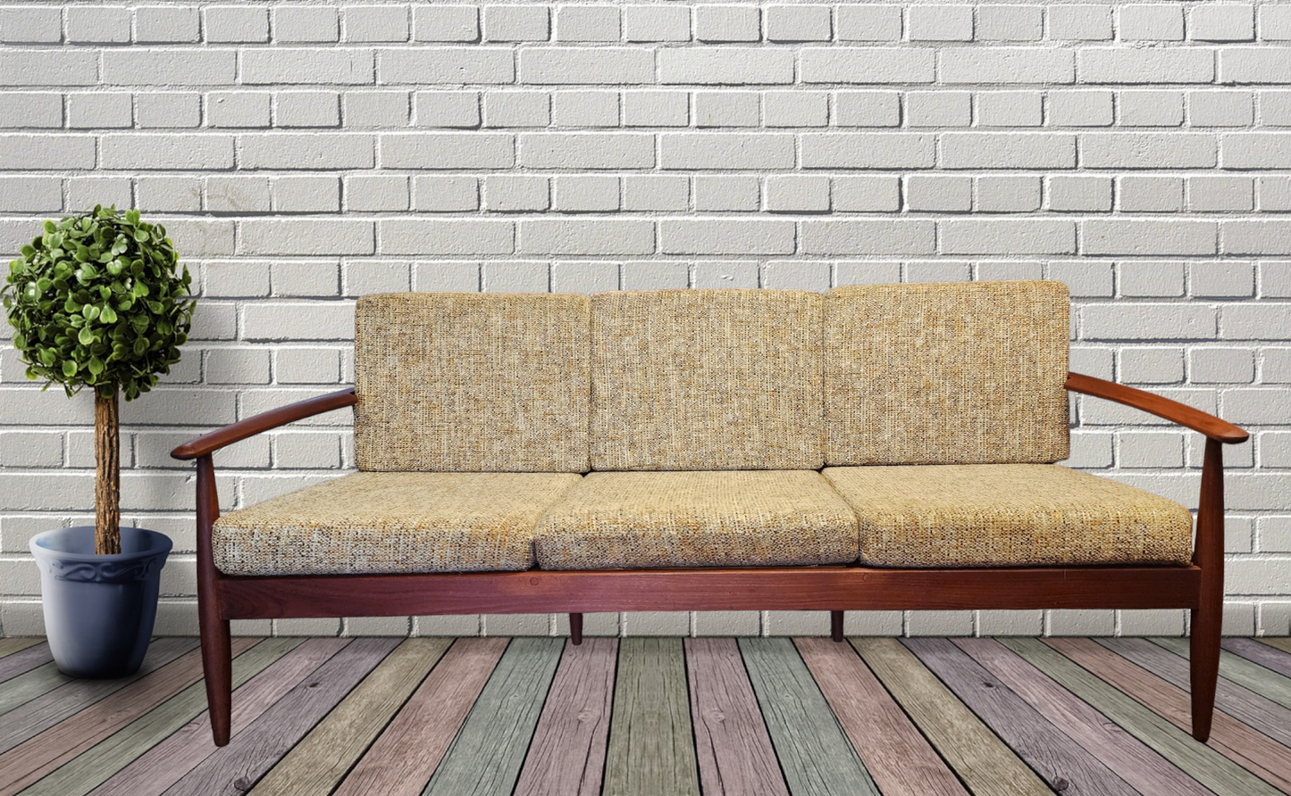 REFINISHED Danish Mid Century Modern Teak 3-Seater Sofa w original upholstery