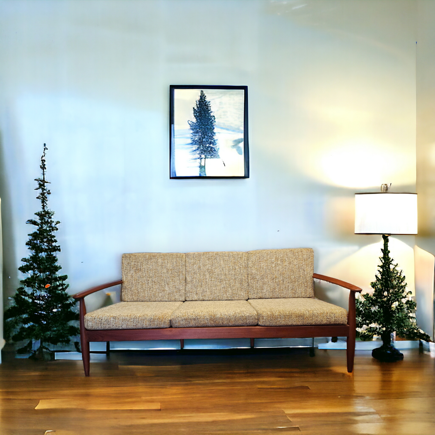 REFINISHED Danish Mid Century Modern Teak 3-Seater Sofa w original upholstery