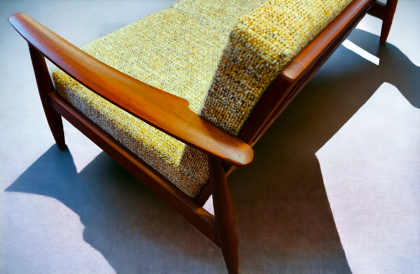 REFINISHED Danish Mid Century Modern Teak 3-Seater Sofa w original upholstery