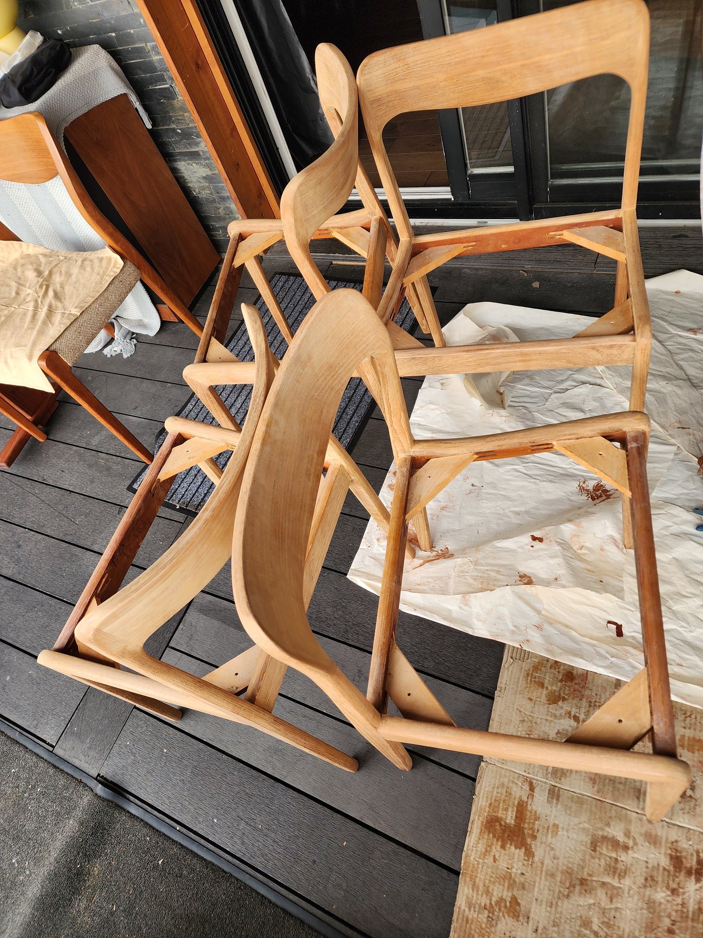 4 REFINISHED Danish Mid Century Modern Teak Chairs, Moller style