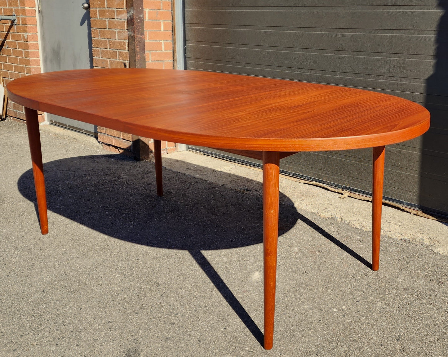 REFINISHED Danish Mid Century Modern Teak Table Oval w 2 Leaves 60"-100.5"