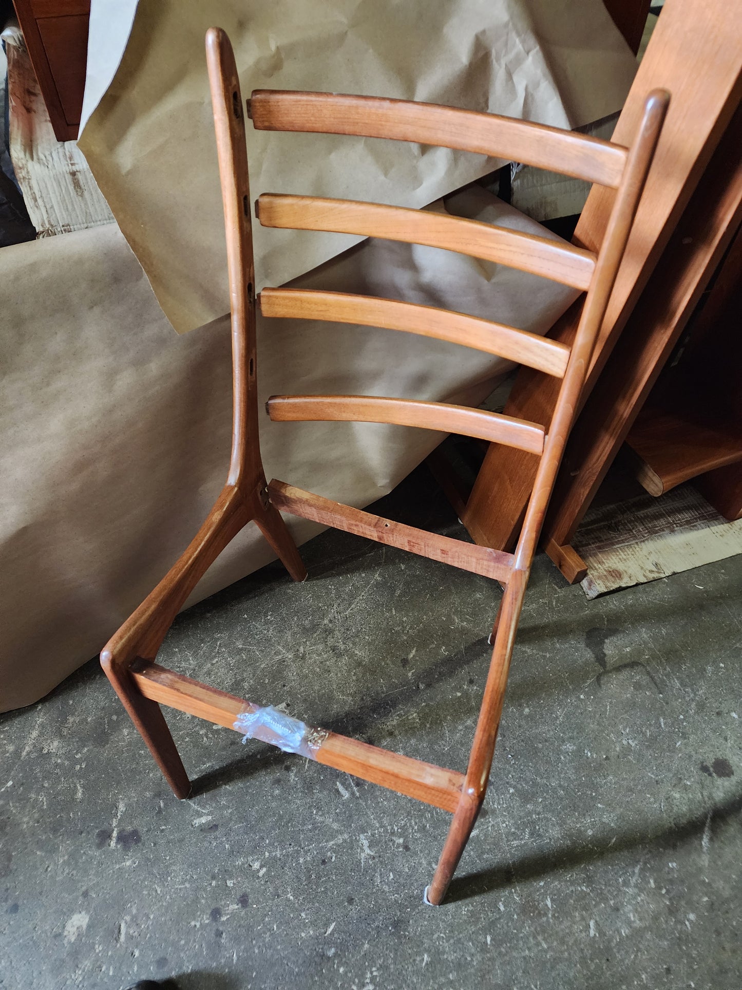 Choose Fabric***6 REFINISHED Mid Century Modern Teak Ladderback Chairs