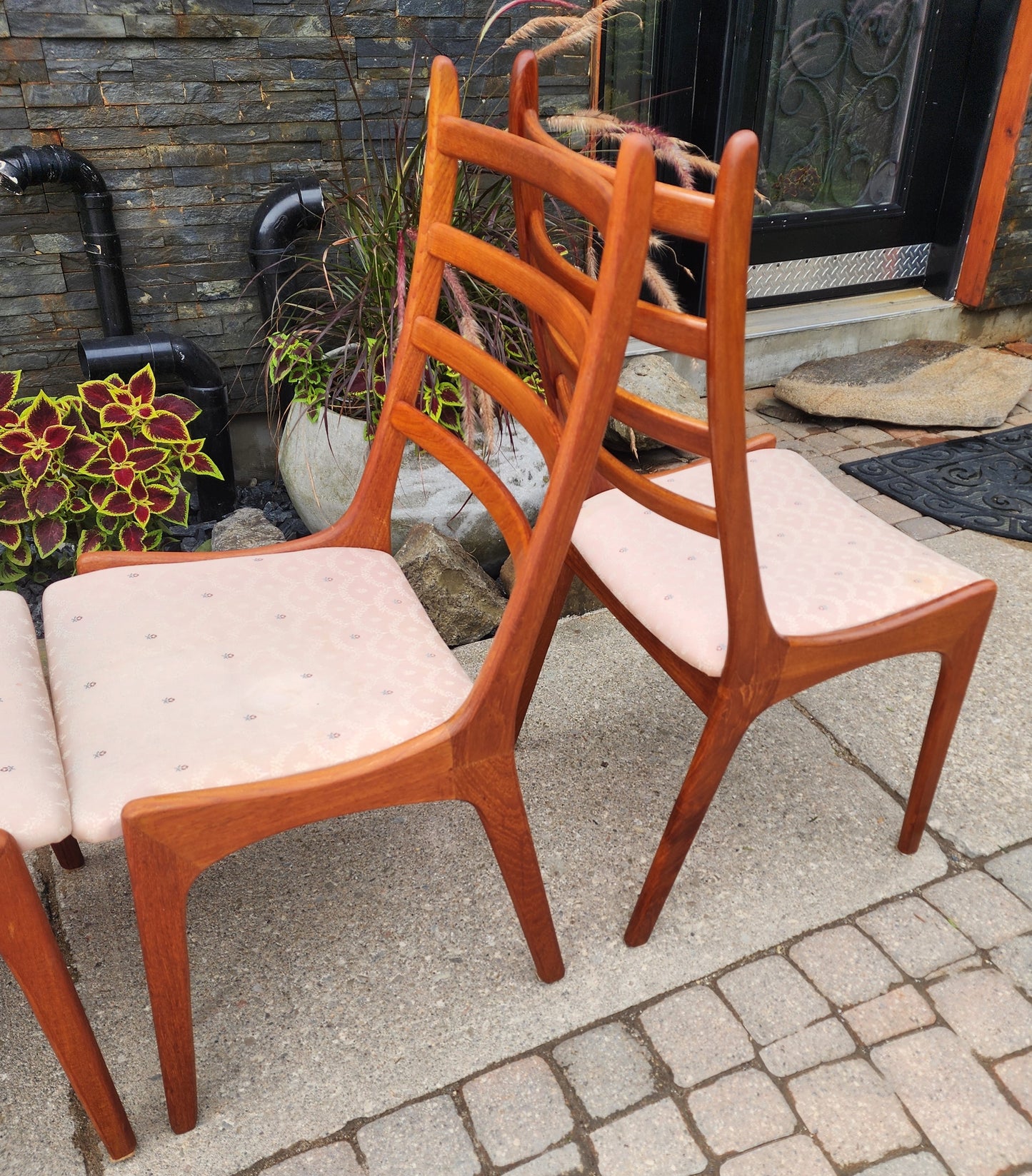 Choose Fabric***6 REFINISHED Mid Century Modern Teak Ladderback Chairs