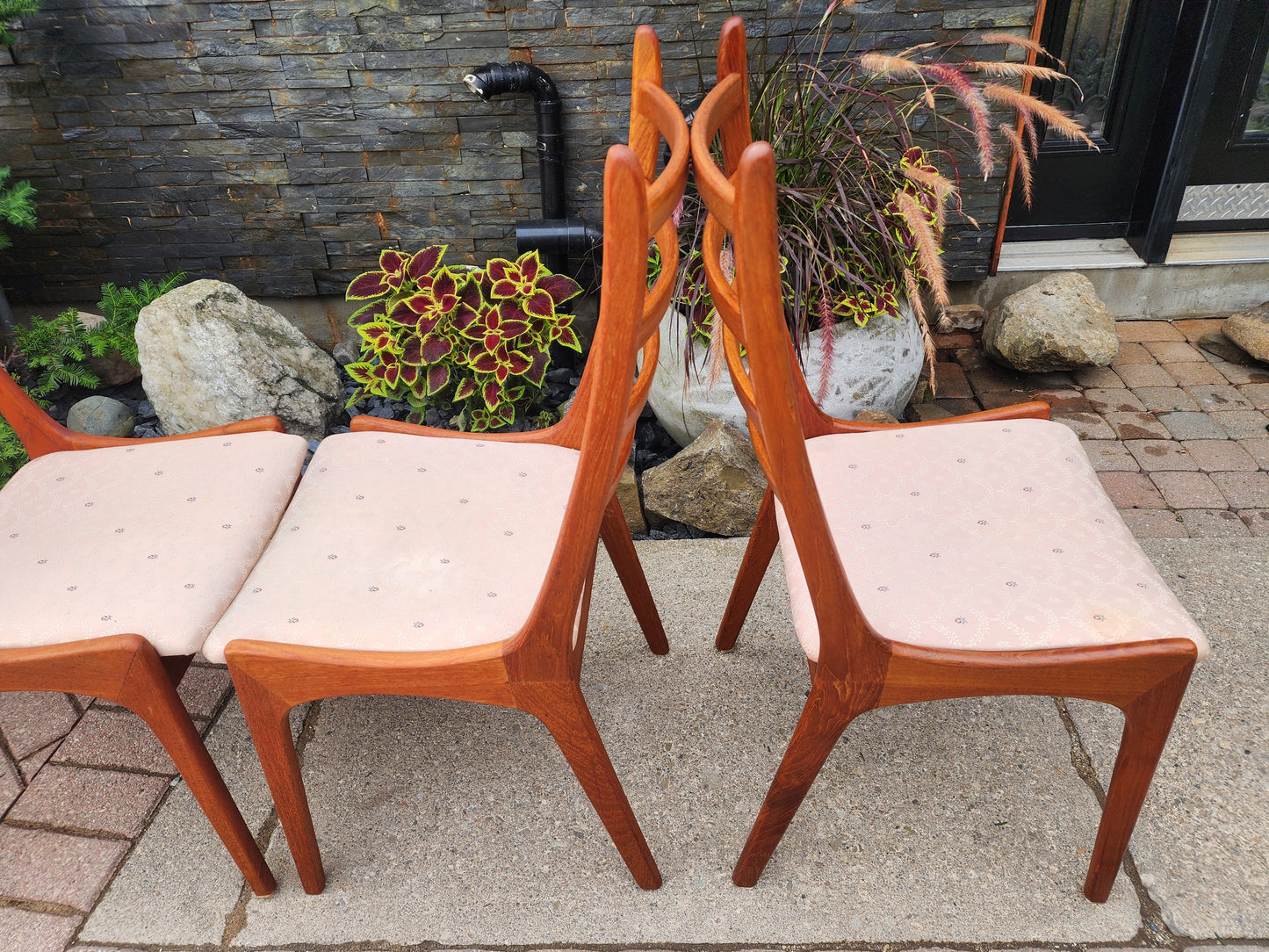 Choose Fabric***6 REFINISHED Mid Century Modern Teak Ladderback Chairs
