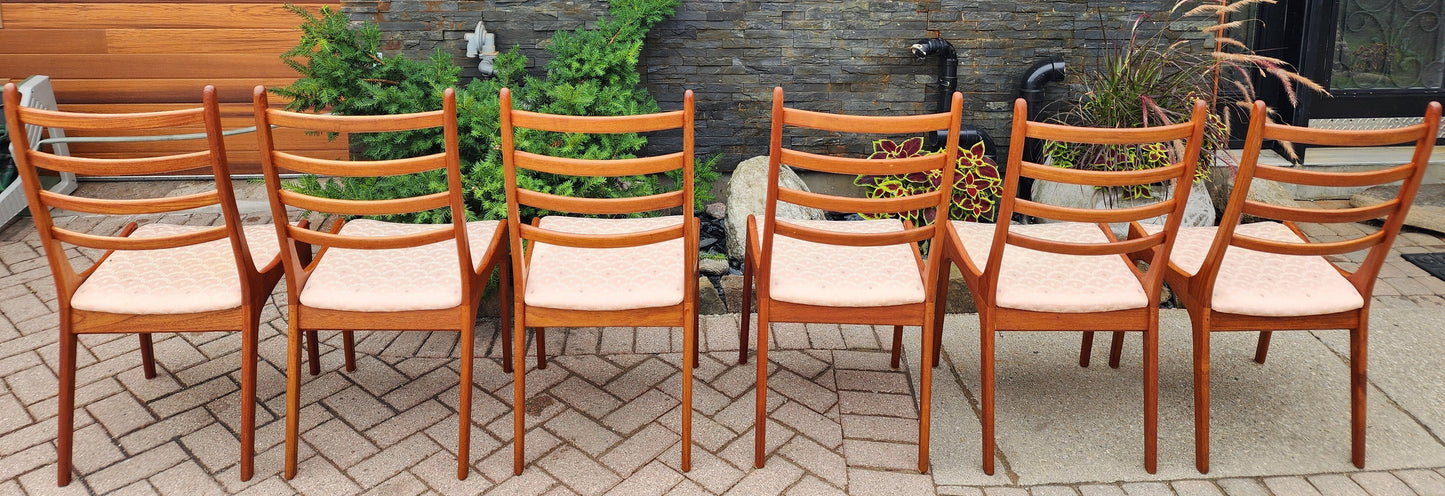 Choose Fabric***6 REFINISHED Mid Century Modern Teak Ladderback Chairs