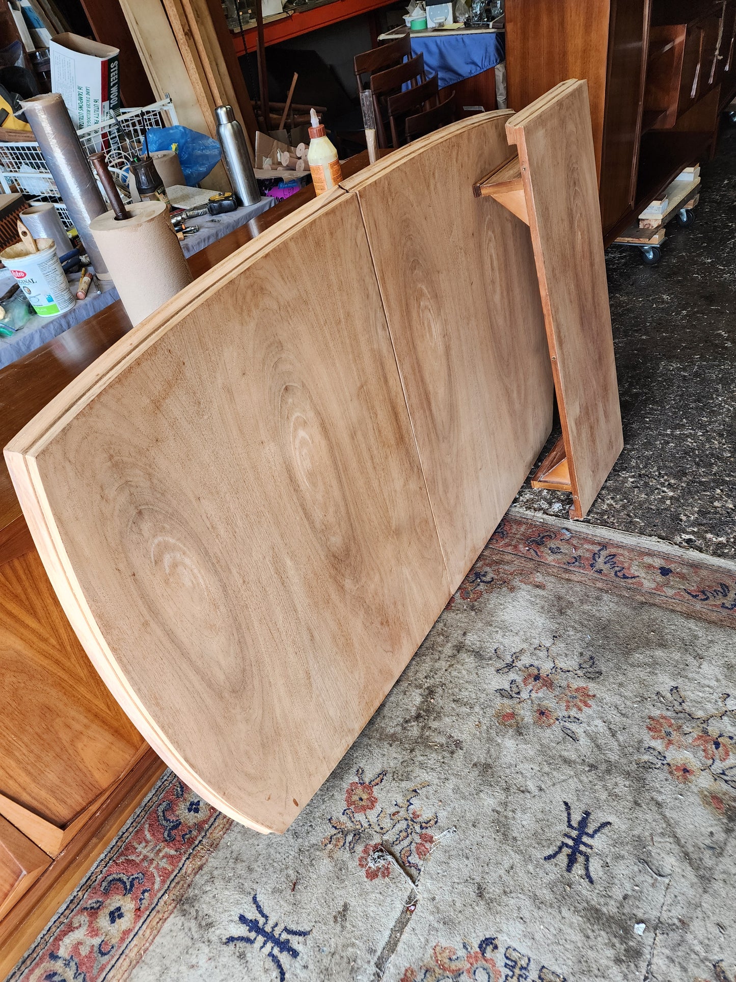 REFINISHED Mid Century Modern Walnut Table w 3 Leaves 61"-103" and 8 Chairs