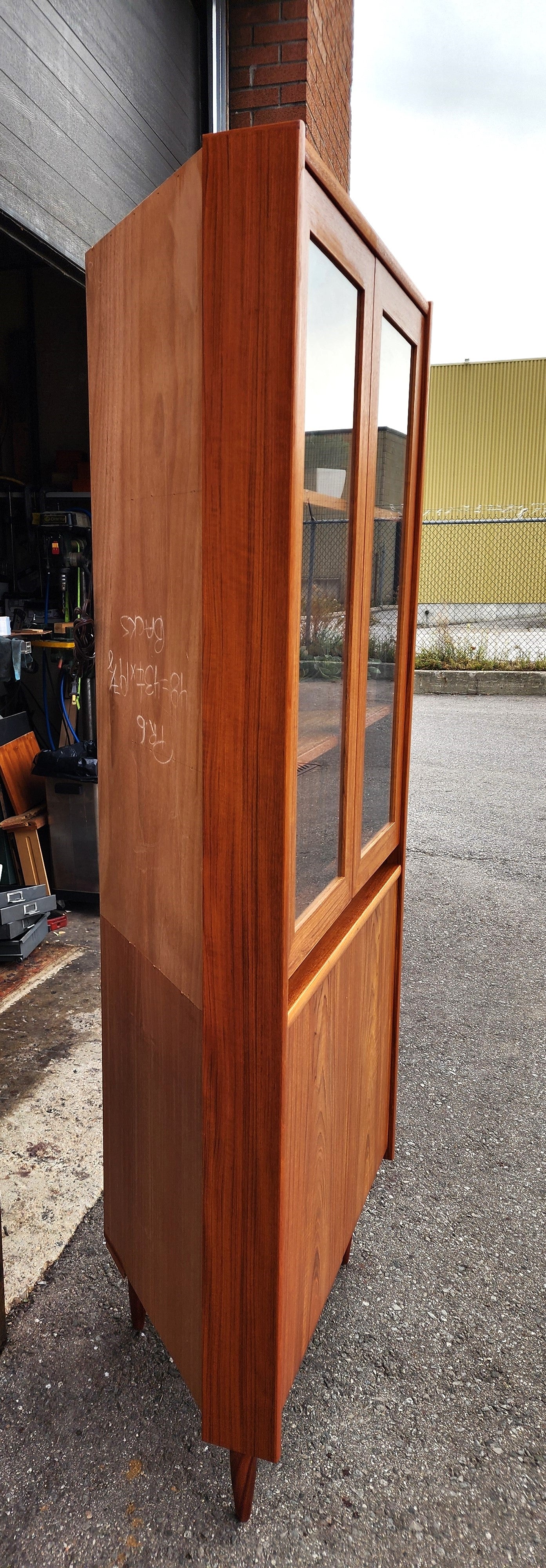 RESTORED Mid Century Modern Teak Lighted Corner Cabinet