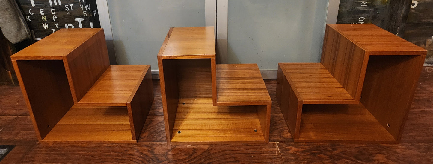 RESTORED Danish Mid Century Modern Teak Modular Nesting Bookcases
