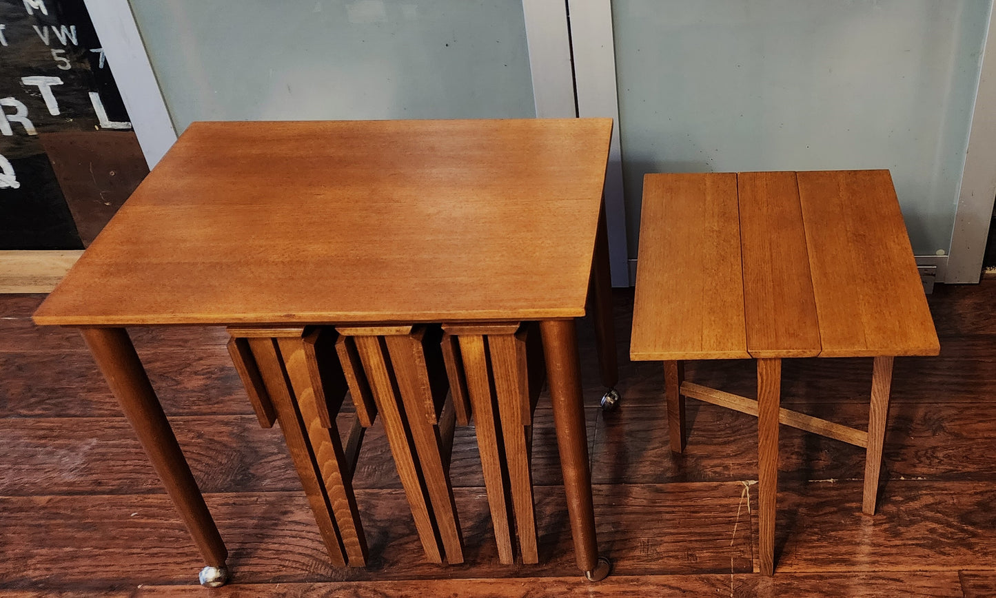 REFINISHED MCM Serving Trolley /5 in 1 Nesting Tables by Poul Hundevad