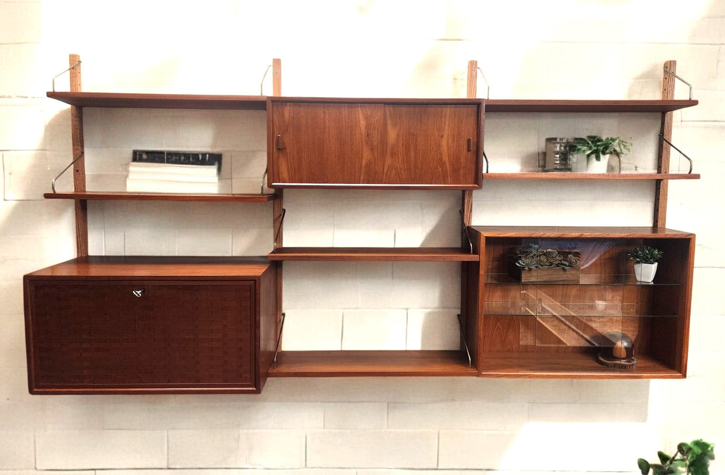 REFINISHED Danish MCM Teak Modular Wall Unit CADO by Poul Cadovius 3 sections