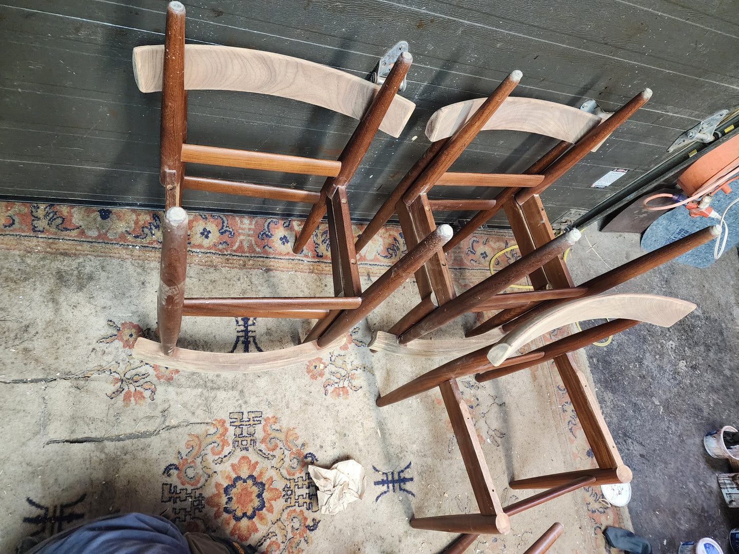 REFINISHED Danish MCM Roundette Teak Extension Table & 6 Chairs (4-legged) by Hans Olsen