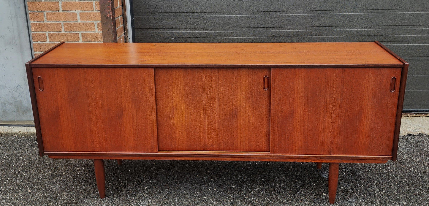 REFINISHED Danish Mid Century Modern Teak Sideboard by Dyrlund 71.25" Narrow