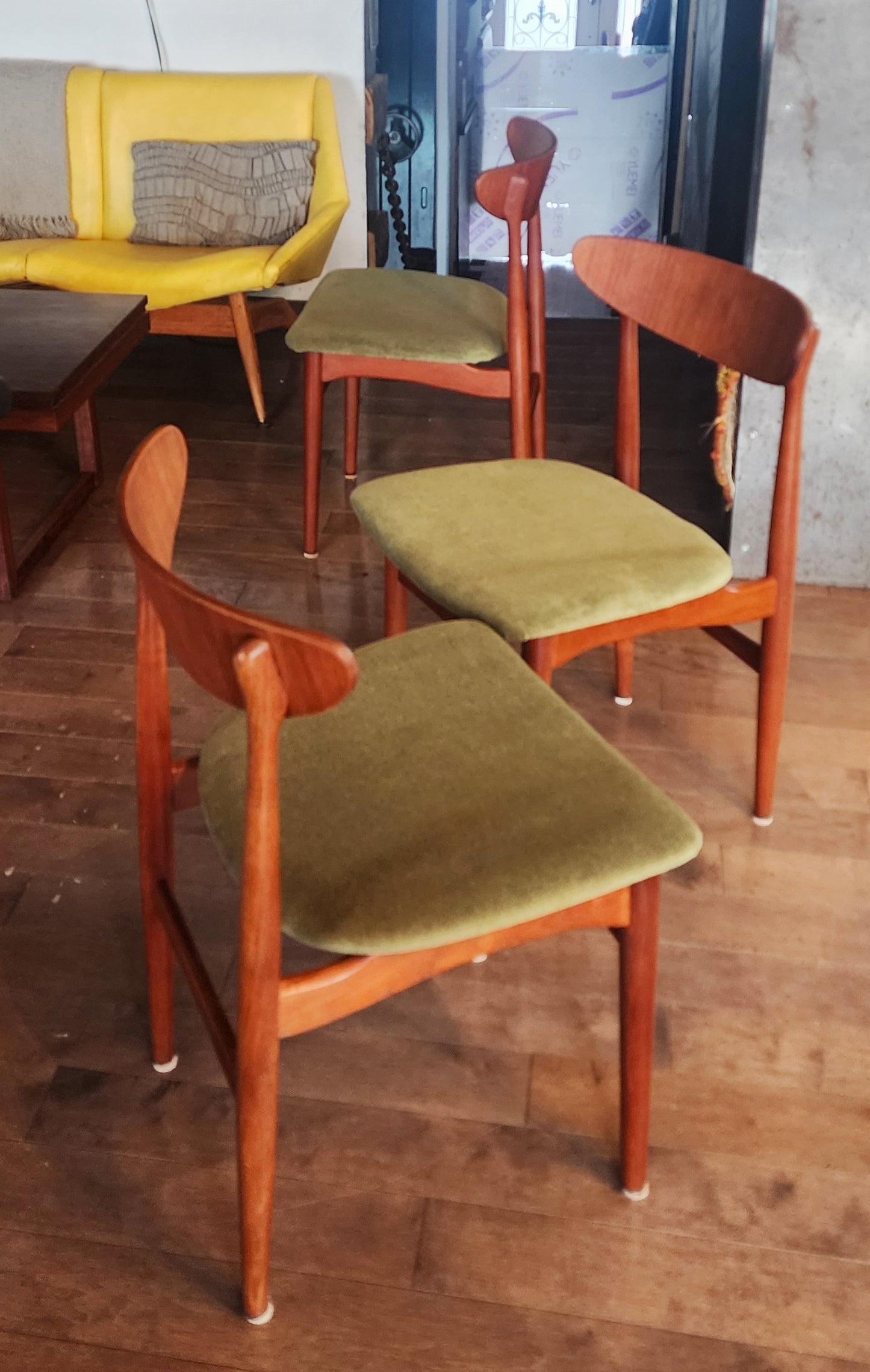 4 RESTORED REUPHOLSTERED Danish MCM Teak Chairs by E.W. Bach