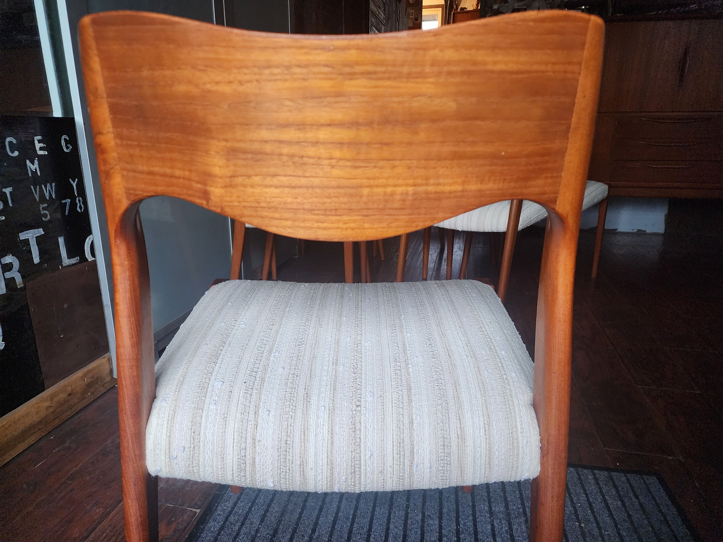 6 RESTORED Danish Mid Century Modern Teak Chairs by Niels O. Møller, Model 71
