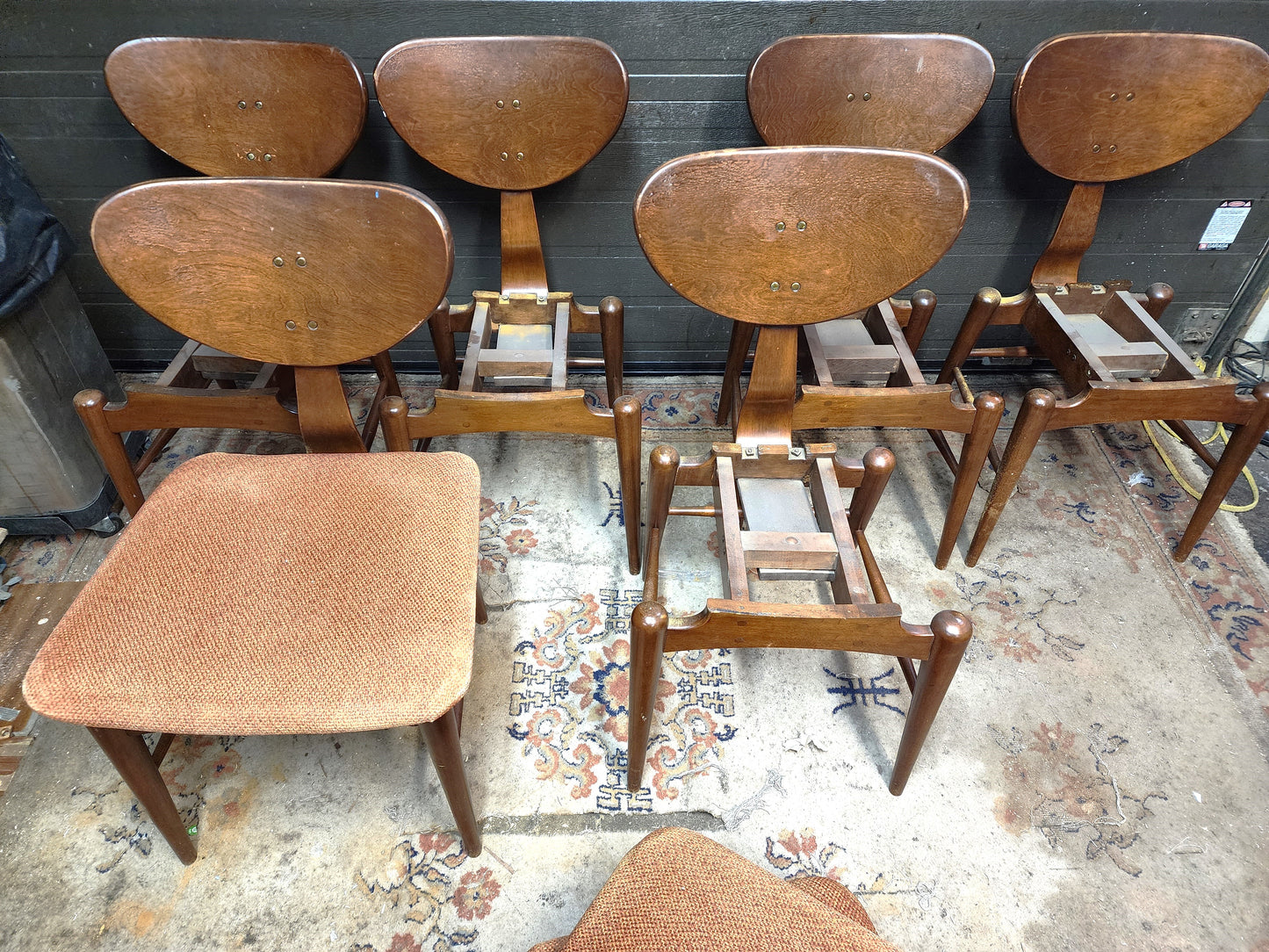 REFINISHED MCM Russell Spanner Dining Table & 6 REUPHOLSTERED Chairs