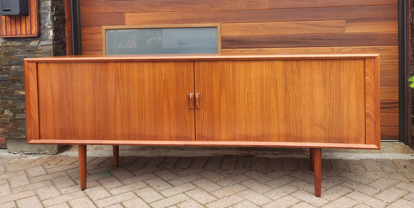 RESTORED Danish MCM Teak Tambour Credenza by Svend Aage Larsen for Faarup