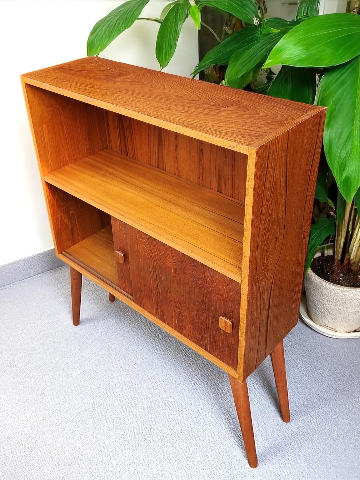 On Hold***RESTORED Mid Century Modern Teak Bookcase Display 31 5/8"