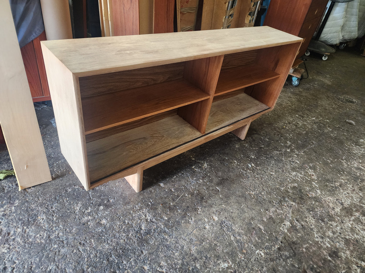 REFINISHED Mid Century Modern Teak Display Bookcase TV Media Console 5 ft