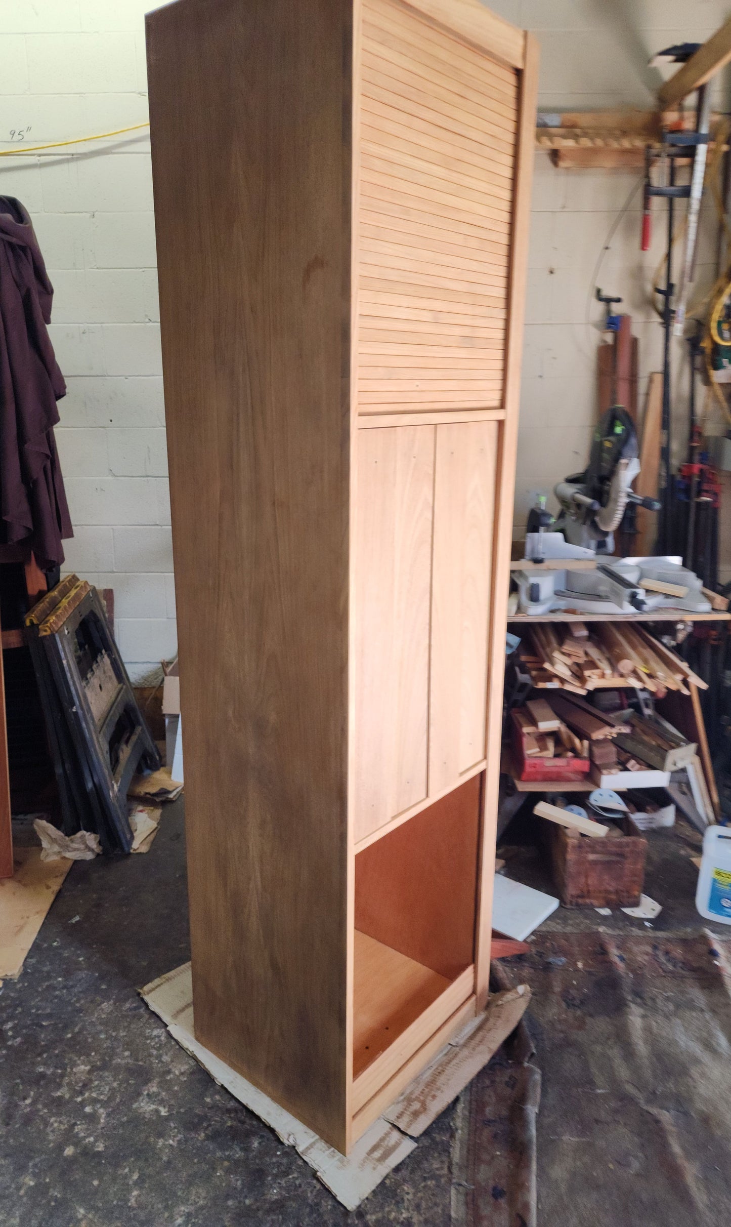 REFINISHED Mid Century Modern Teak Sideboard w Tambour Doors 84"