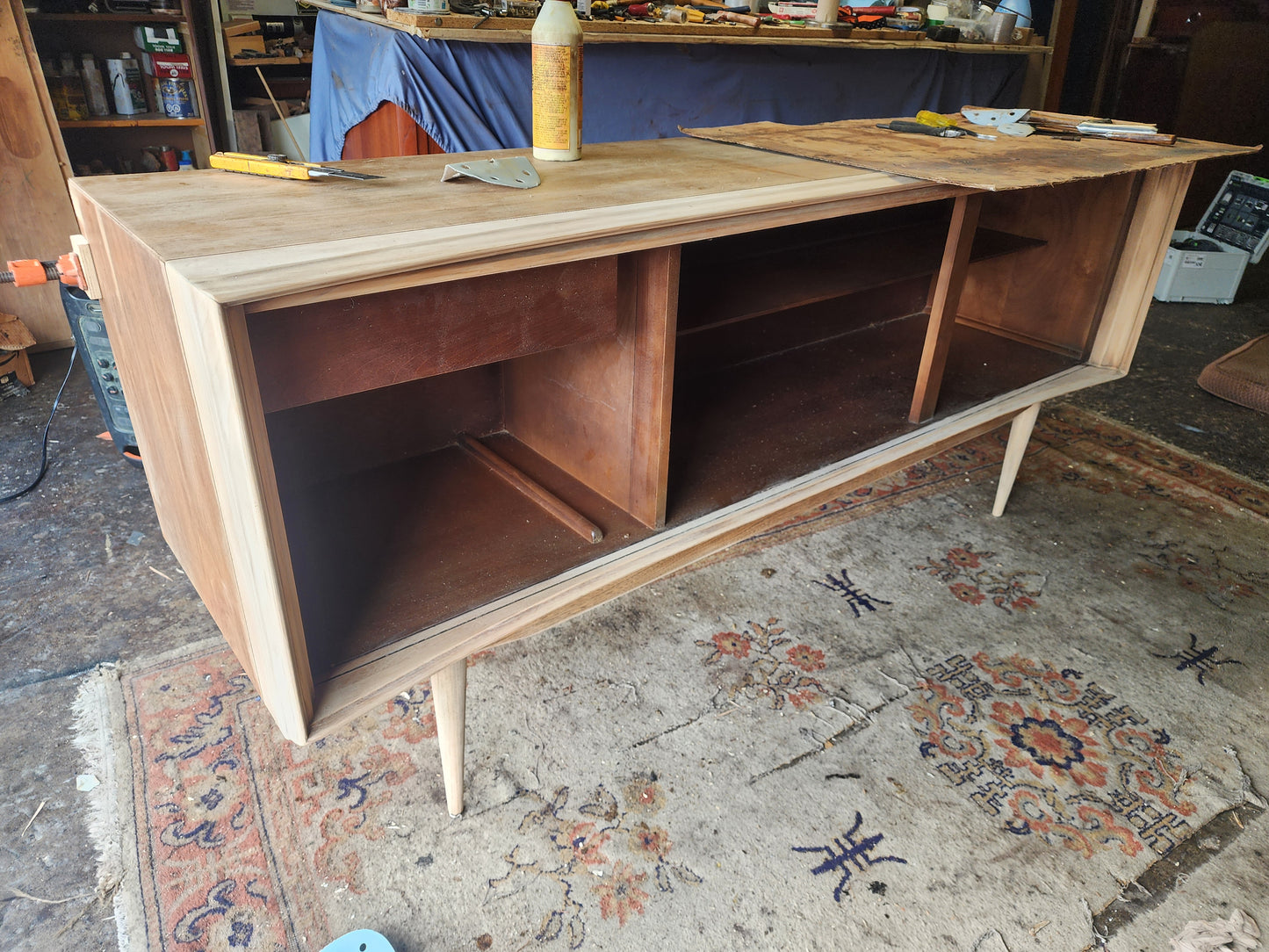 REFINISHED Mid Century Modern Walnut Buffet Credenza by Deilcraft 68"