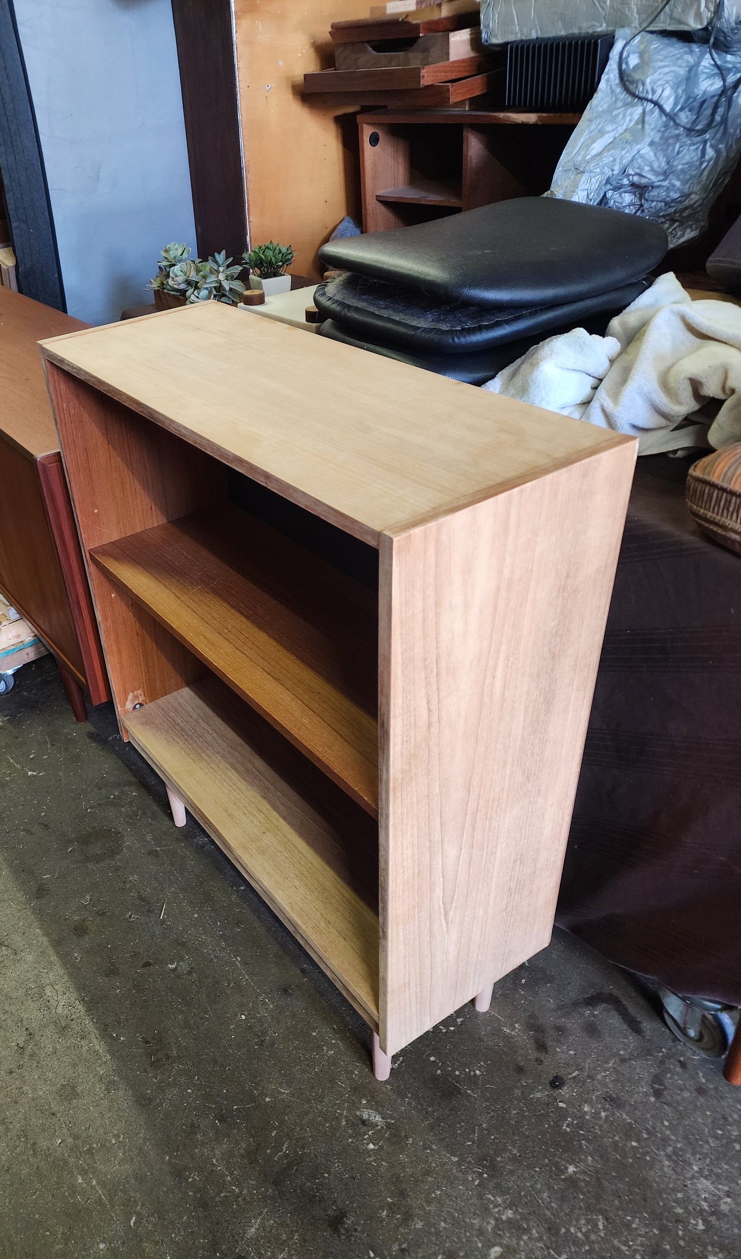 2 REFINISHED Danish Mid Century Modern Teak Bookcases 31.5"