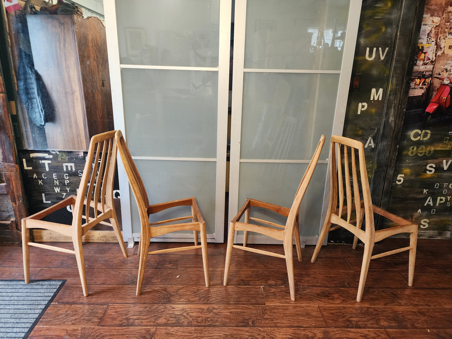 6 REFINISHED Danish Mid Century Modern Teak Chairs by Niels Koefoed, model Eva