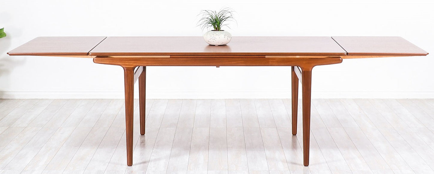 REFINISHED Danish MCM Teak Dining Table w 2 Leaves by Niels O. Moller, 63" - 102"