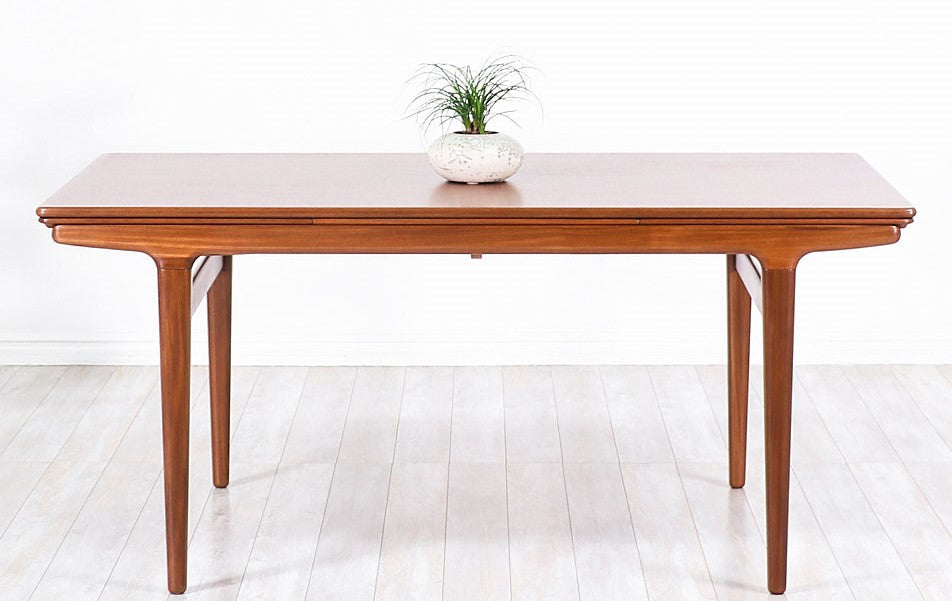 REFINISHED Danish MCM Teak Dining Table w 2 Leaves by Niels O. Moller, 63" - 102"