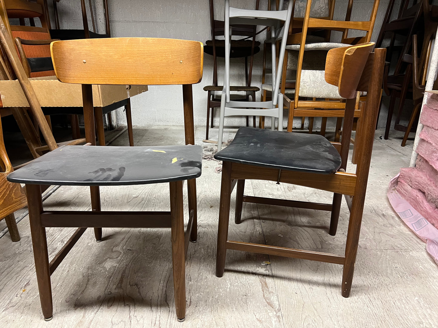 2 REFINISHED REUPHOLSTERED Danish Mid Century Modern Teak Chairs
